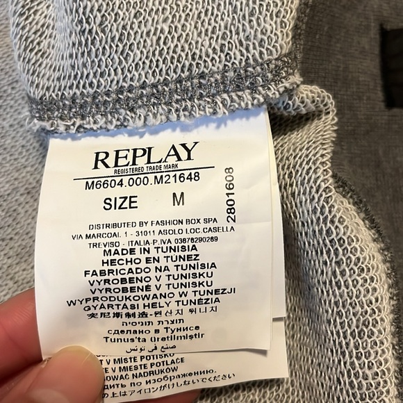 Replay men’s full zipper light grey hoodie in size M - Picture 8 of 10